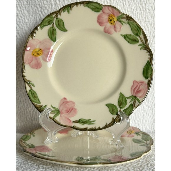 Vintage Franciscan Desert Rose Half Moon 2 Bread/dessert Plates 1949-1953 Unused - Picture 1 of 12